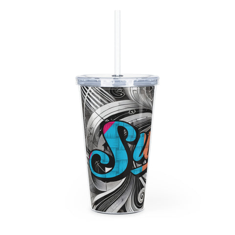 Plastic Tumbler with Straw