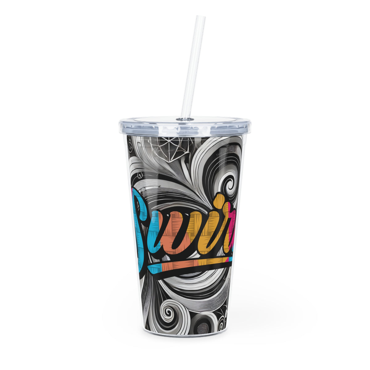 Plastic Tumbler with Straw
